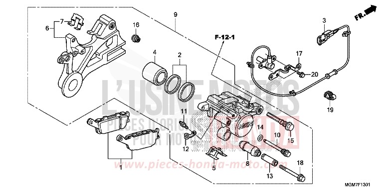 HINTERRAD-BREMSSATTEL (CB600FA) von Hornet ABS PEARL PACIFIC BLUE (PB386) von 2013